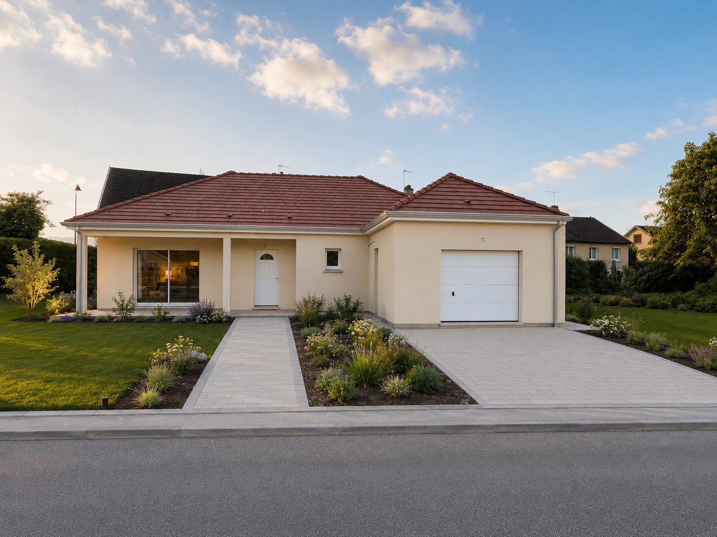 Une maison à étage de 180 m² avec double garage ;